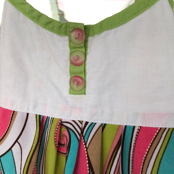 Lipstik Girls Green Pink Detailed Tank Top Size 4 - Picture 2 of 4